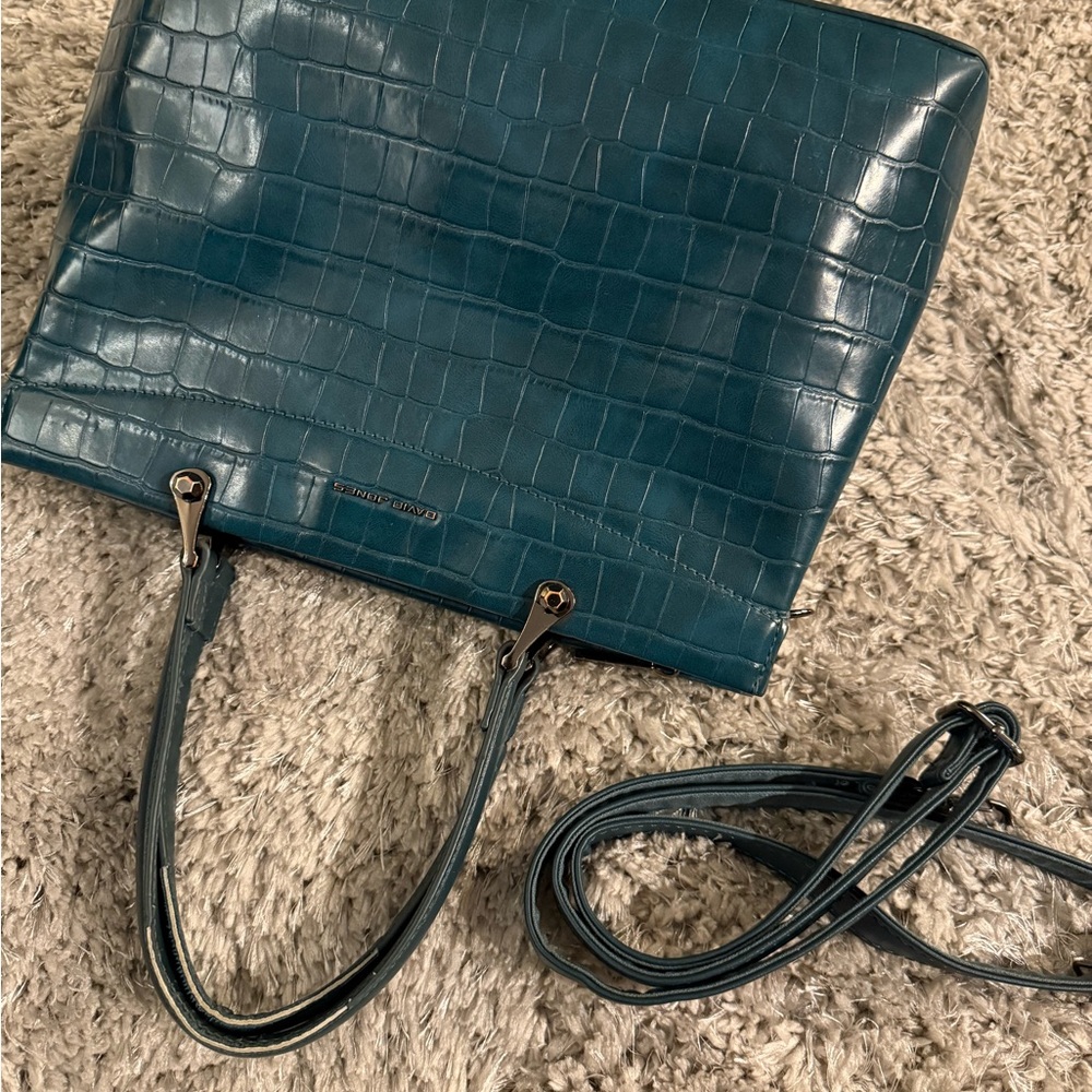 Chic Teal Crocodile-Embossed Tote Bag